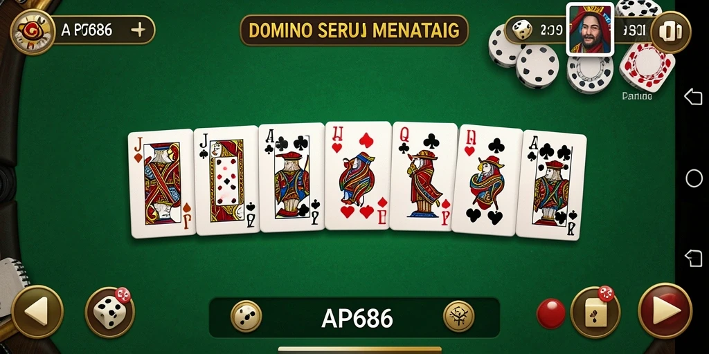 Screenshot gameplay AP686 yang menunjukkan aksi seru bermain Domino.