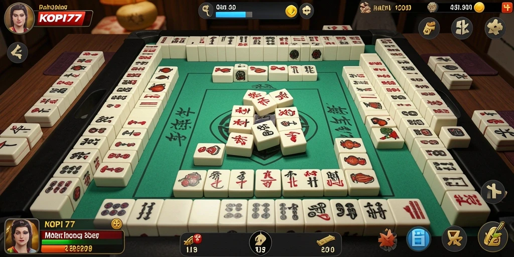 Screenshot gameplay Mahjong KOPI77 yang seru dan mendebarkan.