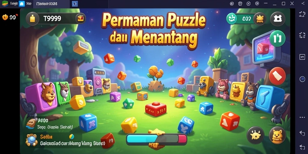 Tampilan gameplay T9999 dengan berbagai puzzle menantang.